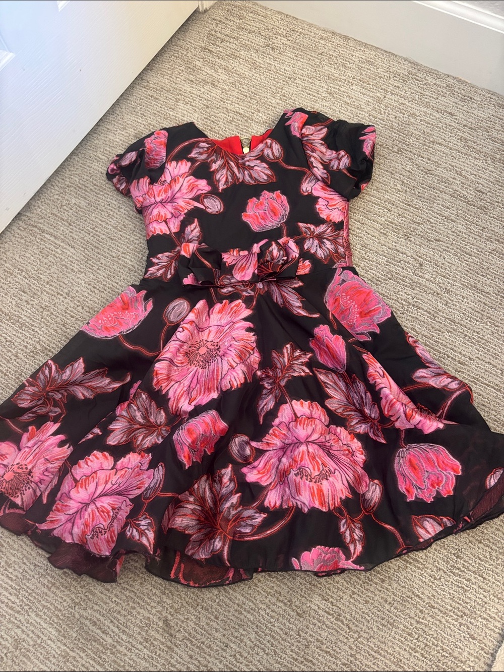 Zoe Ltd Black Dress with Pink Floral Print
